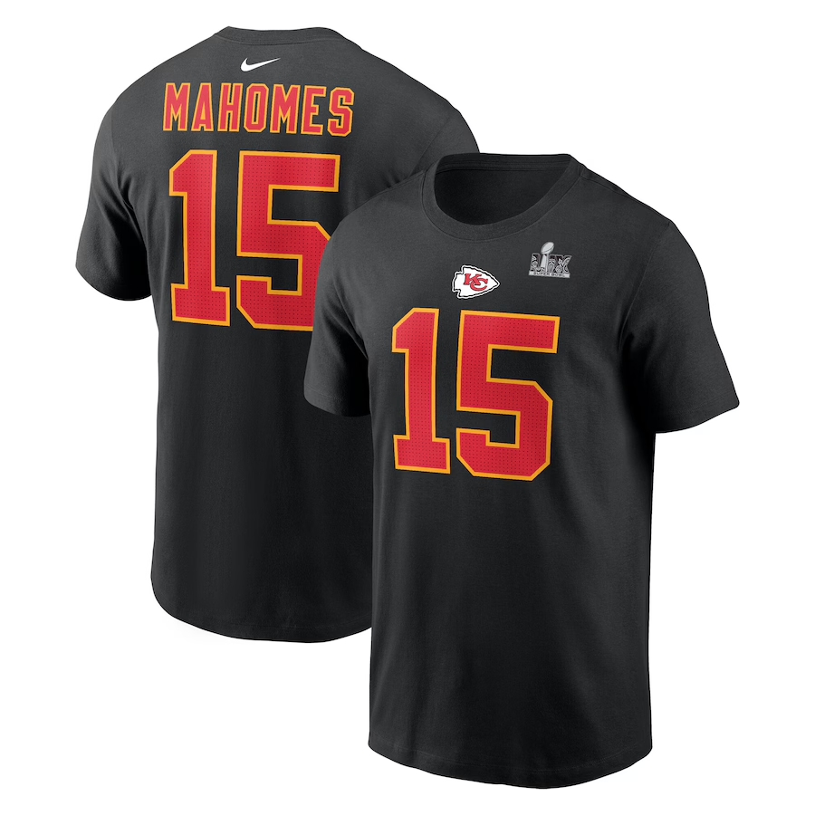 Men NFL Kansas City Chiefs  #15 Mahomes black T shirts style3